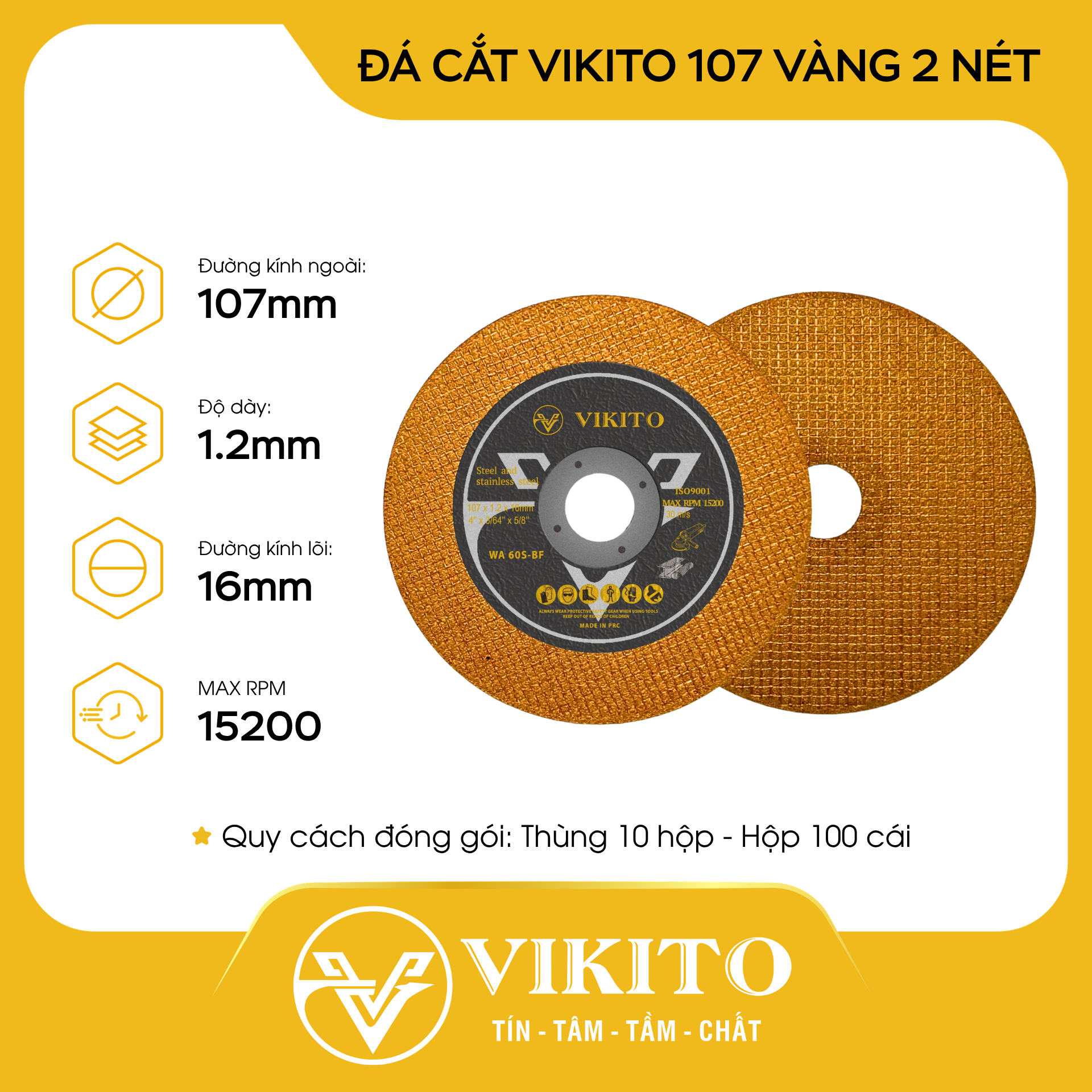 Đá cắt VIKITO 107 vàng 2 nét